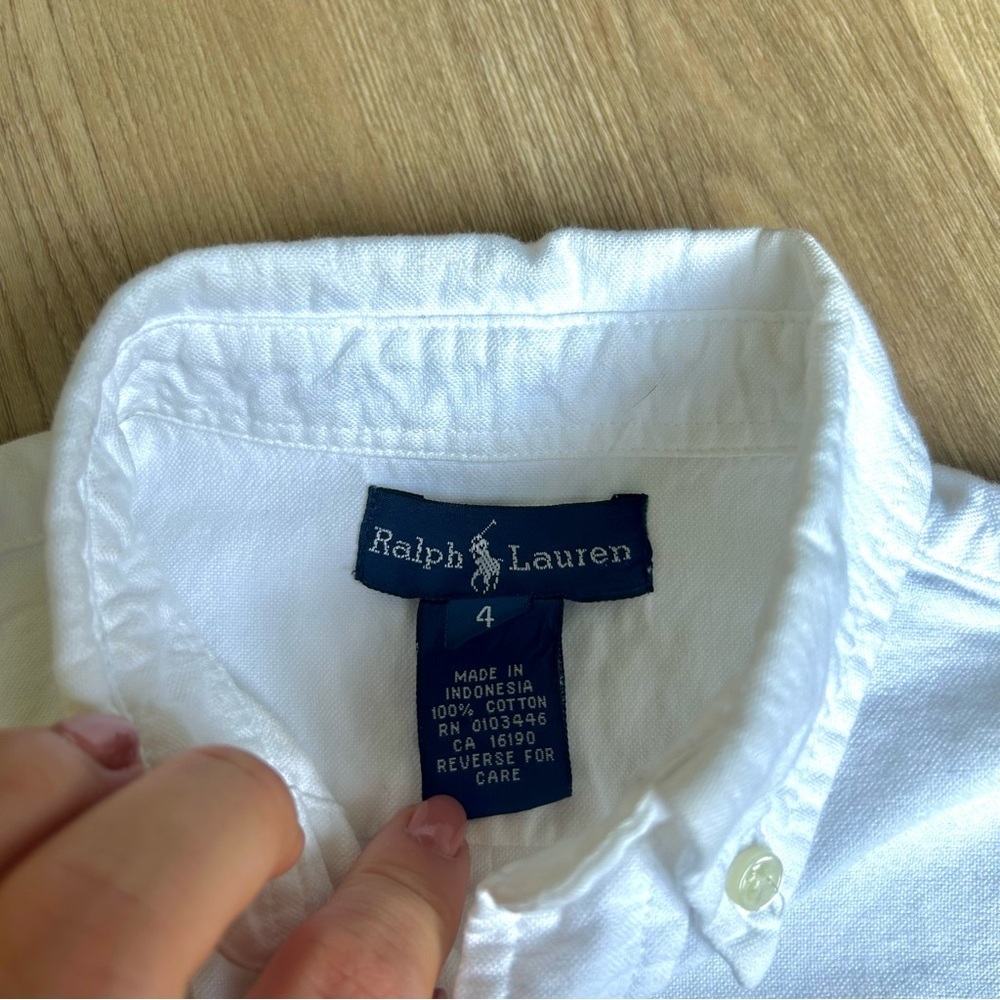 Ralph Lauren White Oxford Button-Down Long Sleeve Shirt - Picture 3 of 6